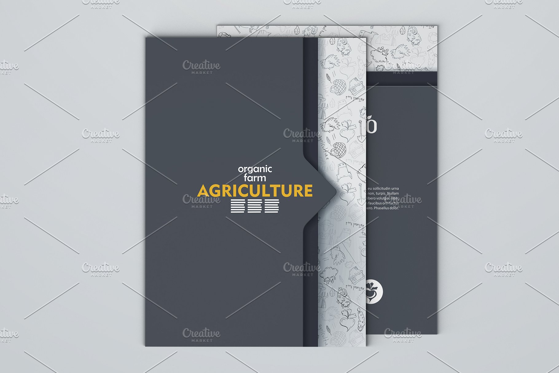 以农业为主题的涂鸦背景杂志画册模板 Set of agriculture brochures插图(2)