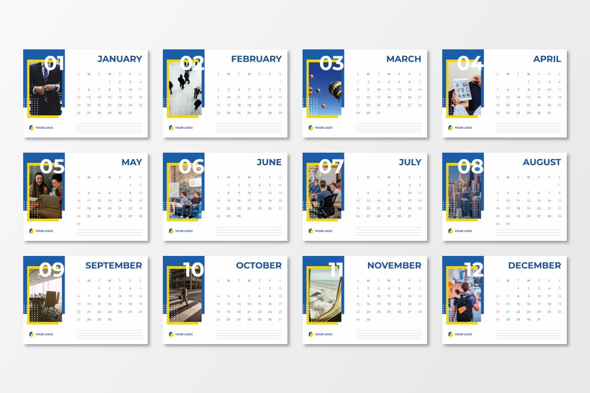 2020年建筑艺术活页日历表设计模板 Calendar 2020插图(4)