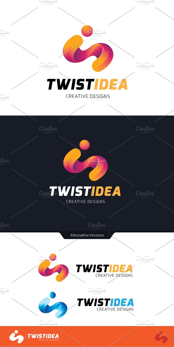 一个扭曲的想法Logo模板  Twist Idea插图