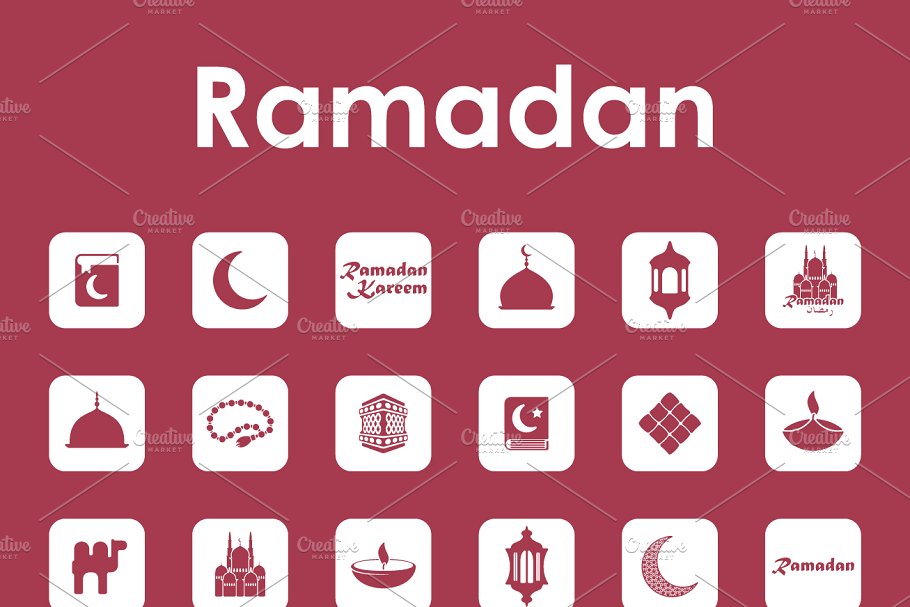 36枚斋月宗教主题图标 36 ramadan simple icons插图