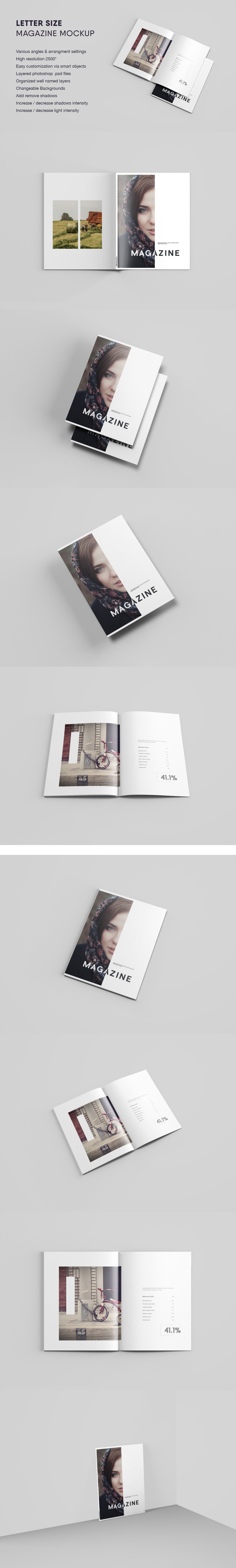 多角度的A4杂志&画册设计展示模型Mockups下载[PSD]-iamxka-com