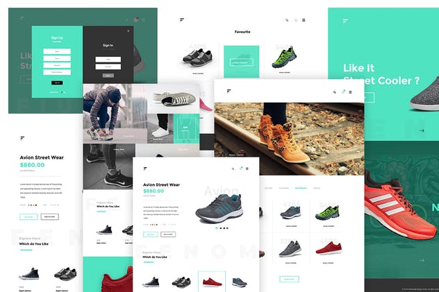电商网站外贸网站设计UI套件 Fenom Shopping Website UI Kit插图(1)