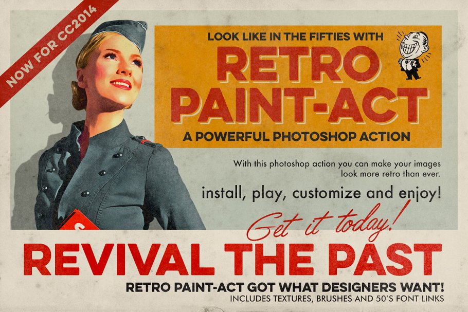 复刻旧时代杂志和电影海报印刷效果PS动作 Retro Paint-Act – PS Action + Kit插图(9)