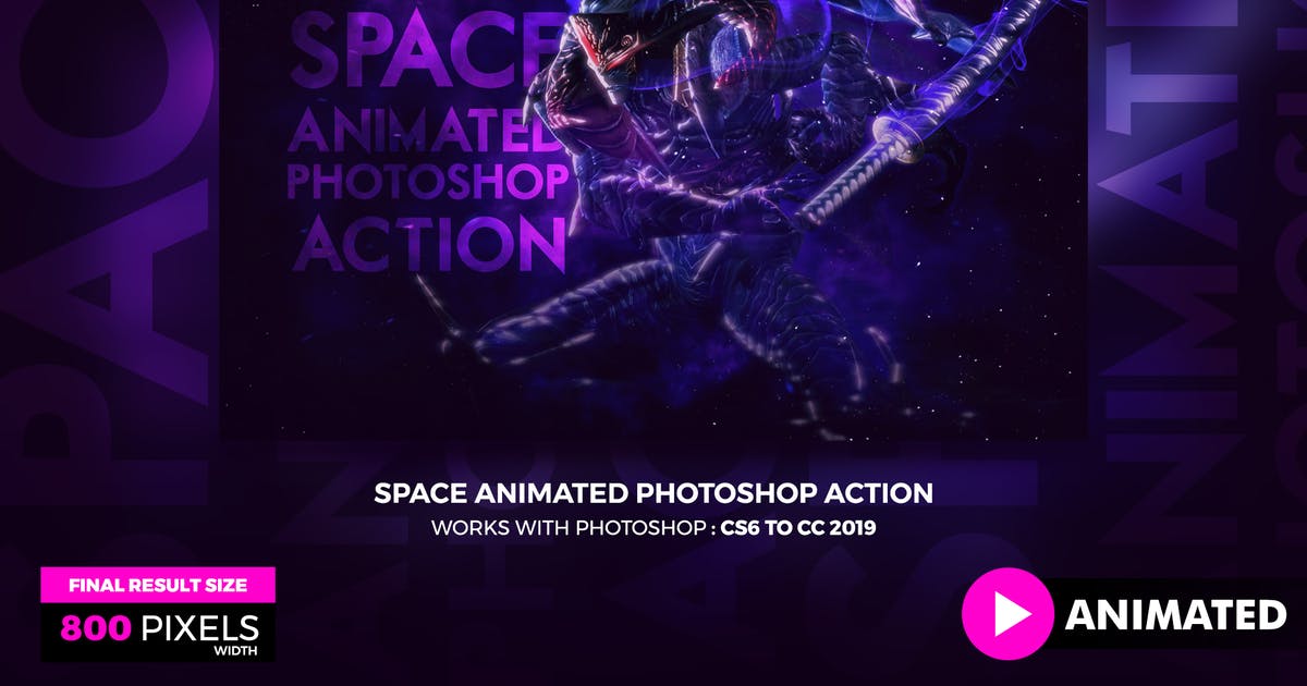 梦幻紫色调太空光环动画背景特效PS动作 Animated Space Photoshop Action插图