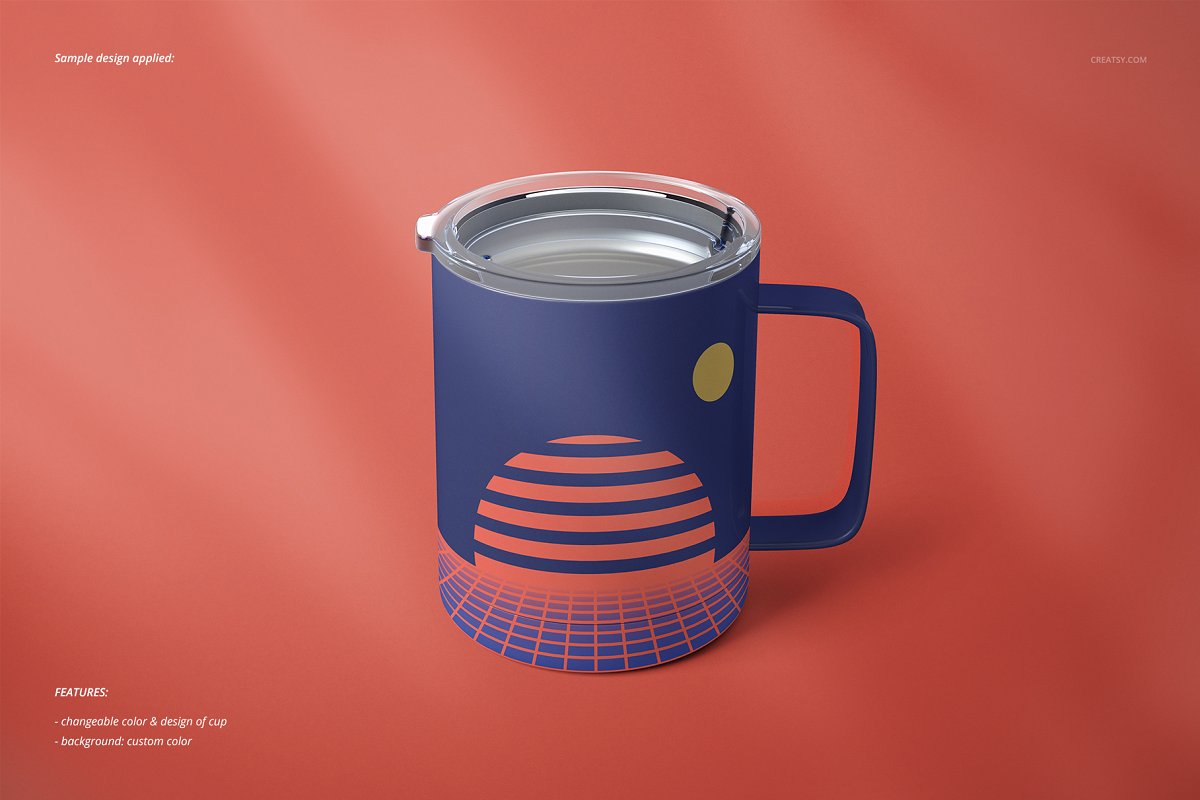 10oz不锈钢咖啡杯样机套装Stainless Coffee Cup Mockup插图(3)