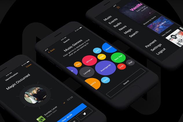 在线音乐移动用户界面UI套件 Musical Mobile UI Kit插图(3)