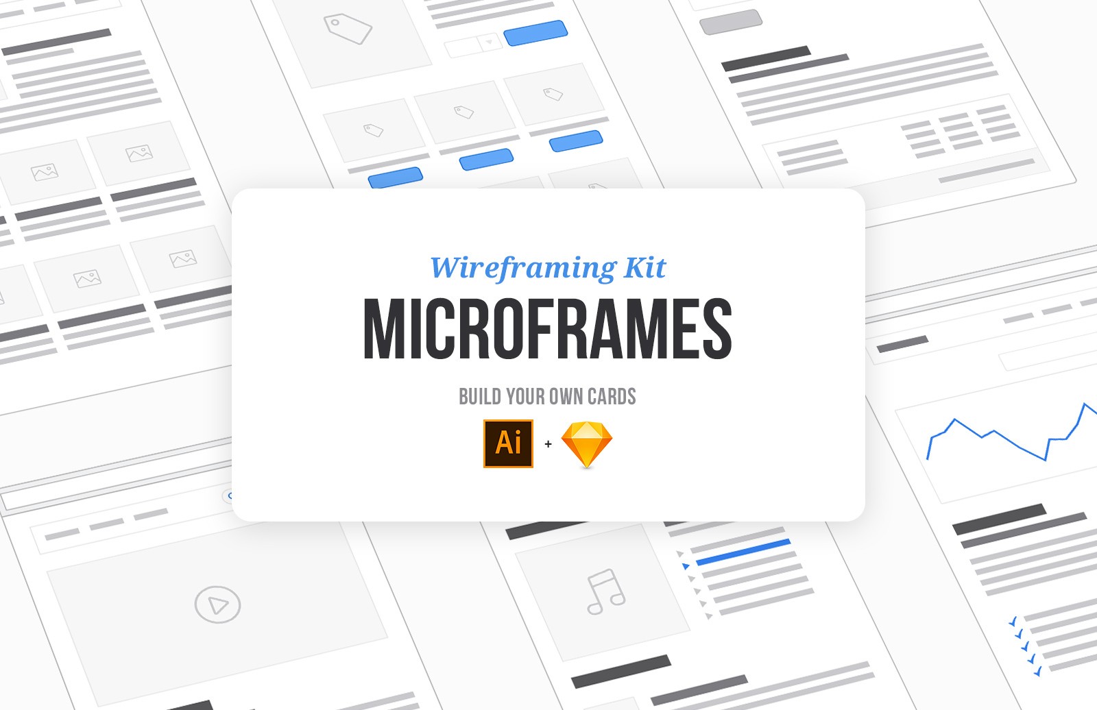 网页设计必备线框图 UI 套件 Microframes: Card-based Wireframing Kit插图