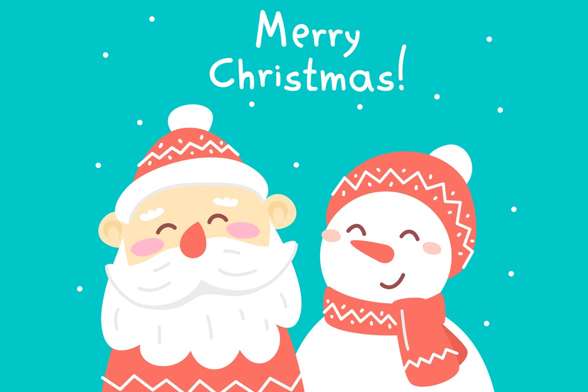 圣诞节主题简笔画手绘贺卡设计模板 Set of Christmas card illustrations插图(1)
