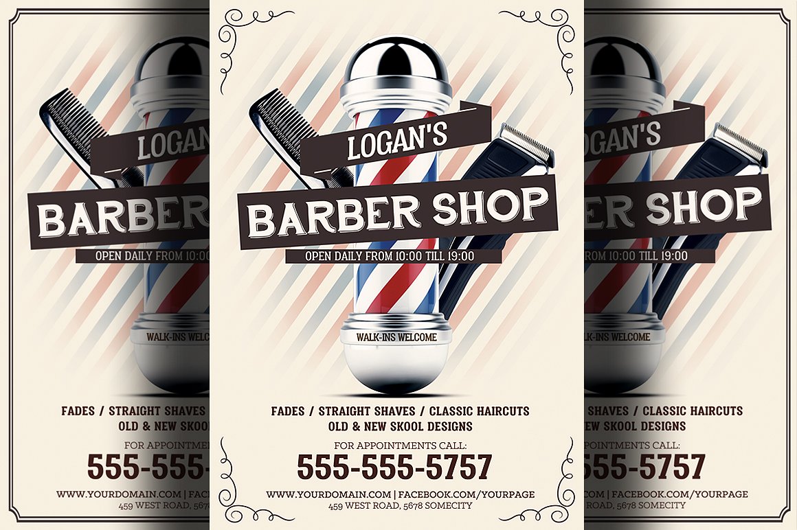 理发店美发沙龙传单模板 Barber Shop Flyer Template 2插图