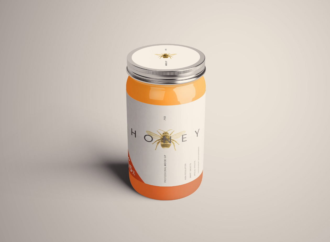 蜂蜜玻璃罐子外观展示样机插图(13)
