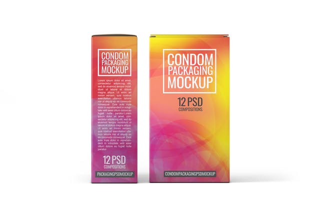 成人用品避孕套包装设计样机模板 Сondoms Packaging Mock-Up插图(6)
