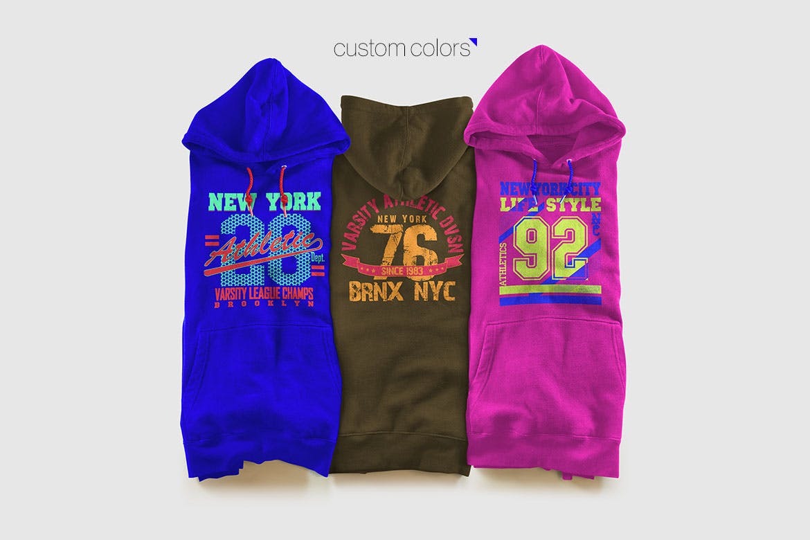 彩色连帽衫运动衫卫衣设计图样机模板 Color Hoodie Sweatshirt Mockup插图(2)