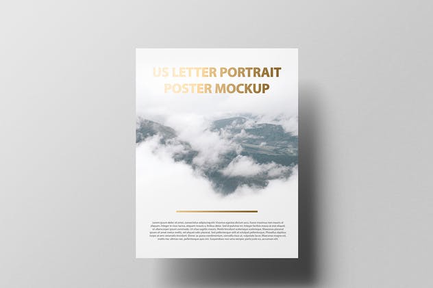 美国信纸规格海报传单/信头样机 US Letter Portait Flyer / Letterhead Mockup插图(8)