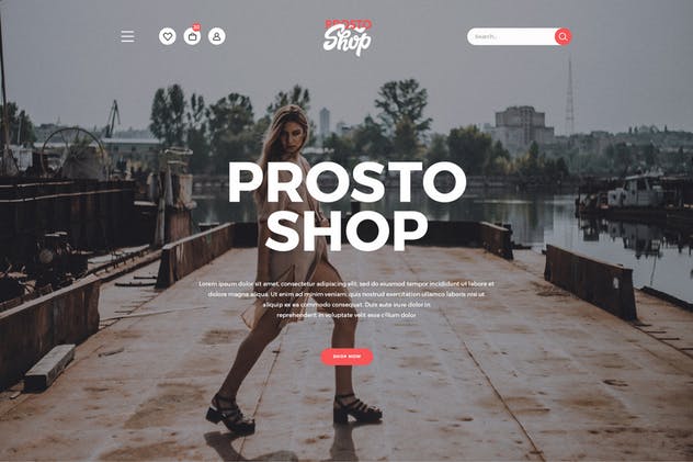 高端大气时尚品牌服装电商外贸网站设计PSD模板 Prosto Shop – E-Commerce PSD Kit插图(1)