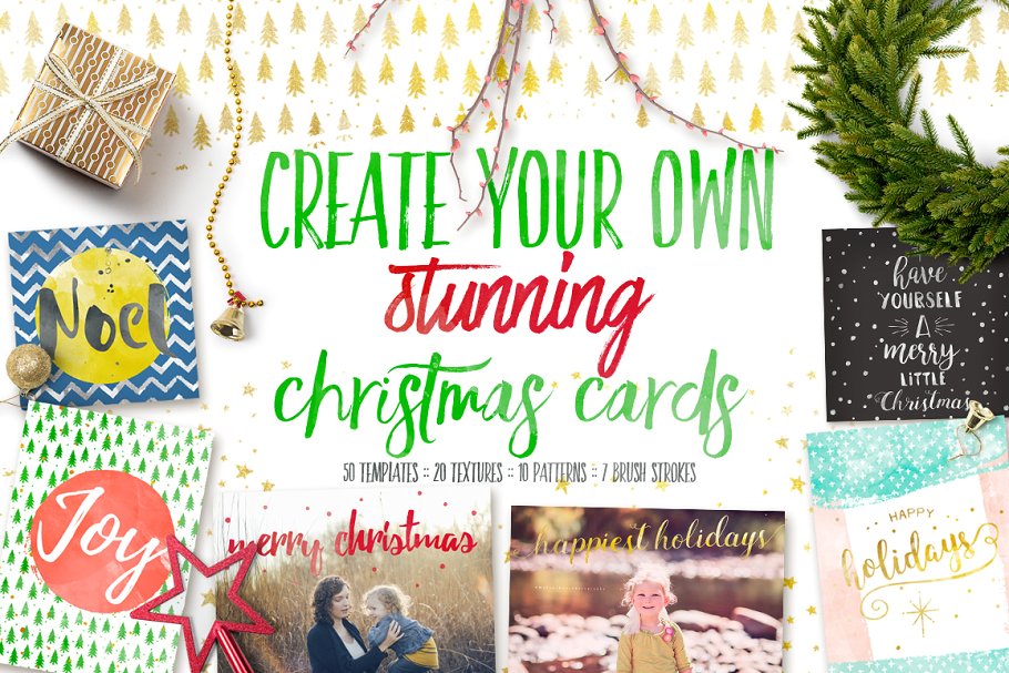 圣诞节贺卡设计模板合集 Design your own Christmas Cards插图