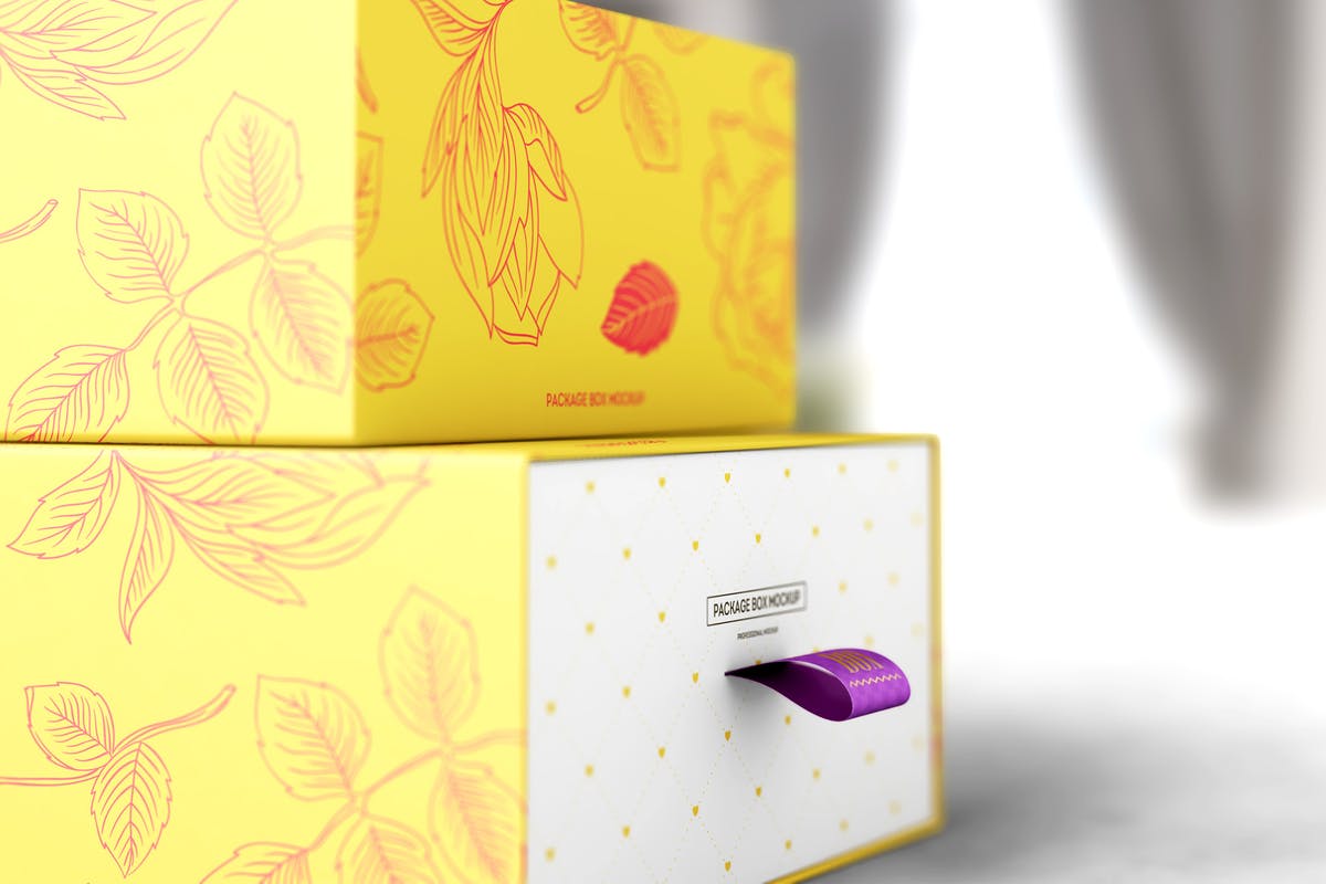 创意抽屉式礼品包装盒样机模板 Package Box Mock-Up插图