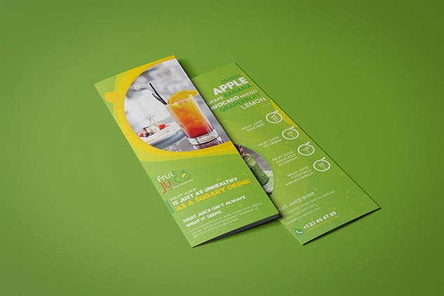 果汁冷饮饮料店点餐菜单PSD模板 Fruit Juice Shop/ Take-out Brochure and Mini Menu插图(1)