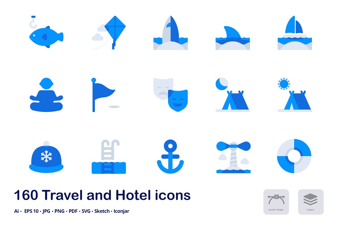 旅游&酒店主题双色调扁平化矢量图标 Travel and Hotel Accent Duo Tone Flat Icons插图(9)