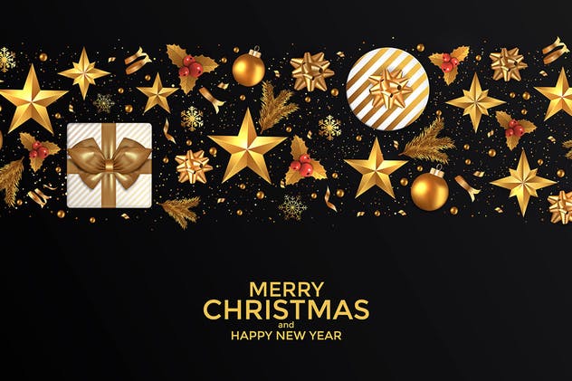 圣诞节&新年年会海报贺卡设计矢量背景 Merry Christmas and Happy New Year backgrounds插图(1)
