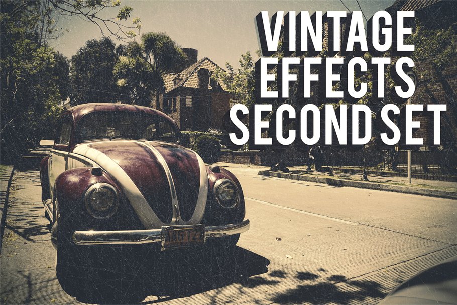 复古时光照片调色处理PS动作 Vintage Effects Second Set插图