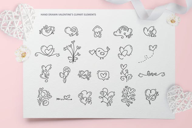 可爱风格情人节设计元素图案素材 Cute Valentines Elements插图(8)
