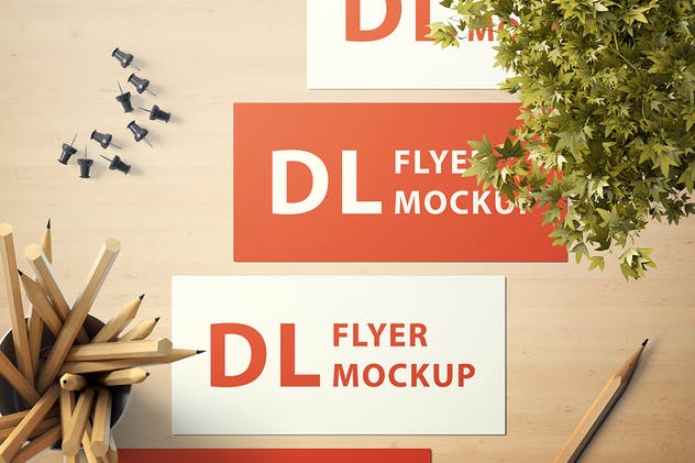 高品质横向DL传单样机套装v1 Landscape DL Flyer Mockup Set 1插图(4)