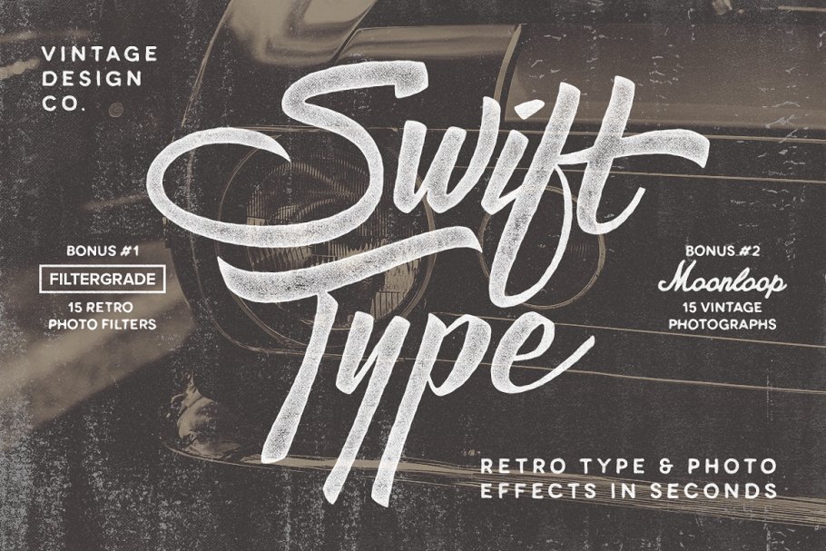 复古文本&照片效果图层样式 SwiftType. Retro Type & Photo PSD插图