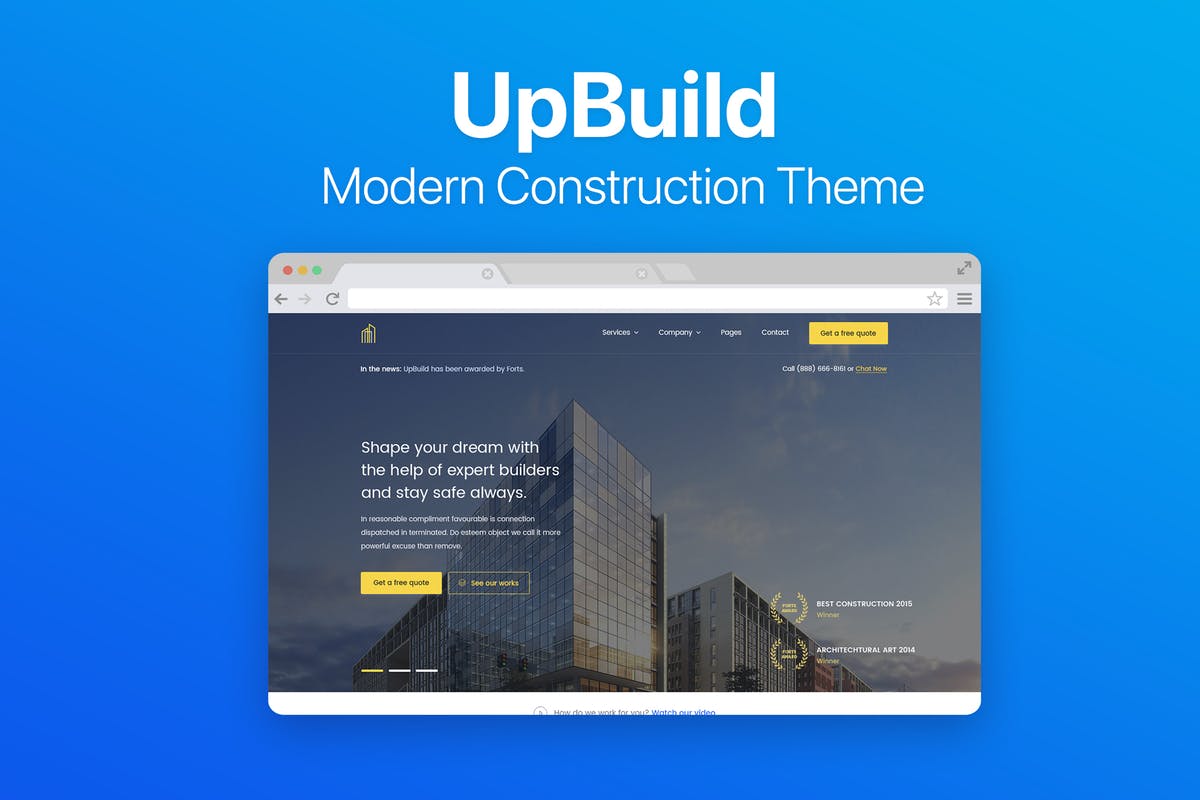现代建筑设计公司网站设计PSD模板 UpBuild – Modern Construction Theme插图