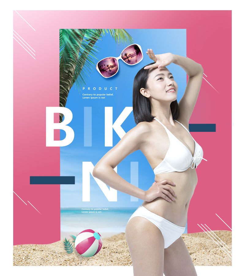 夏季海滩聚会性感比基尼主题海报设计插图