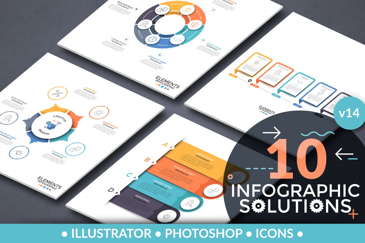 数据统计分析类幻灯片设计信息图表素材v14 Infographic Solutions. Part 14插图