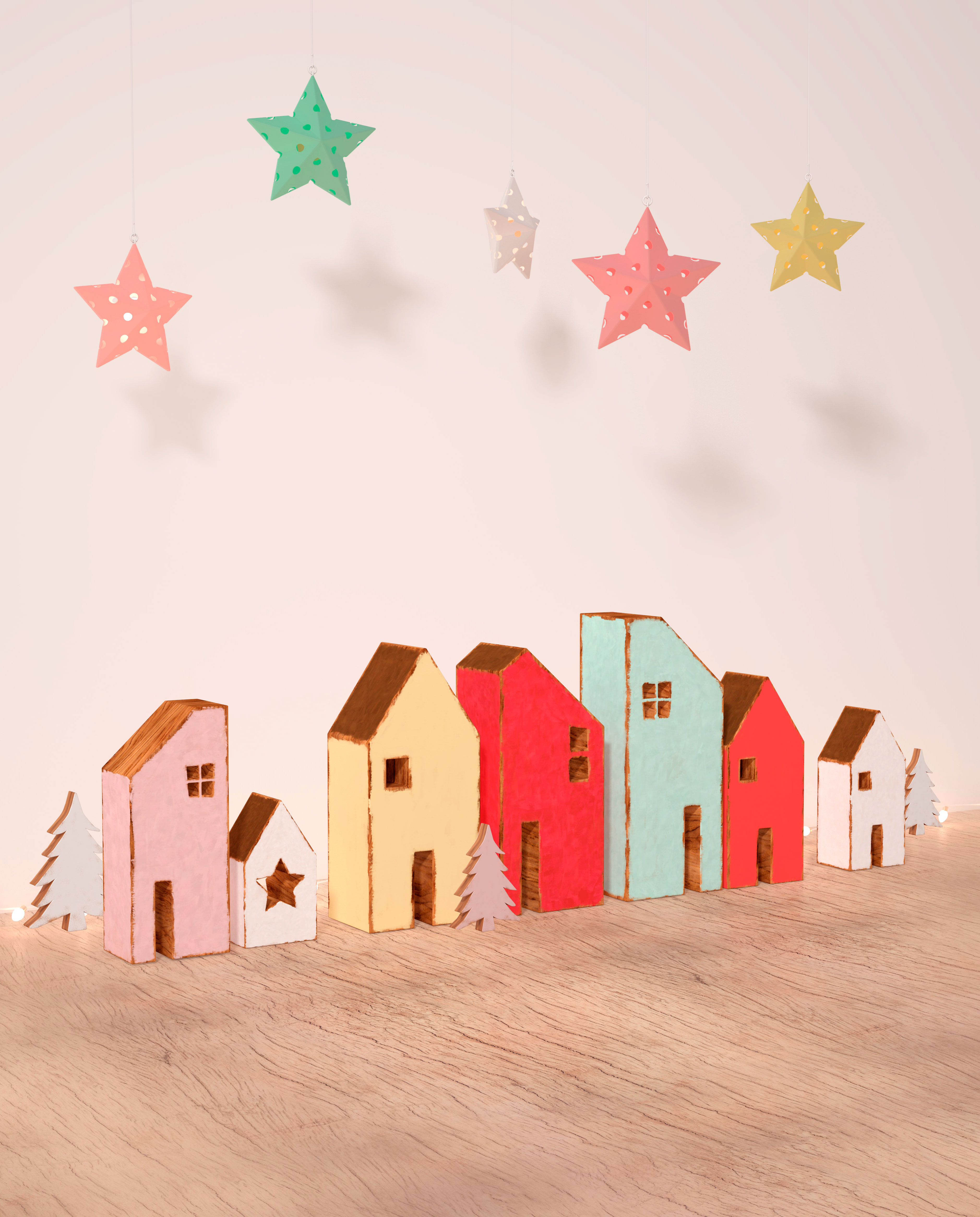 冬季圣诞节创意温馨小房子图片psd素材插图