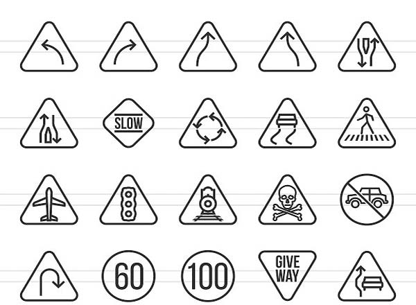 166个特色交通标志及符号线形图标插图(1)