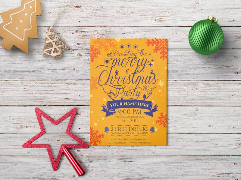 圣诞节活动邀请海报传单设计模板v03 Christmas Party – Flyer Template 03插图(3)