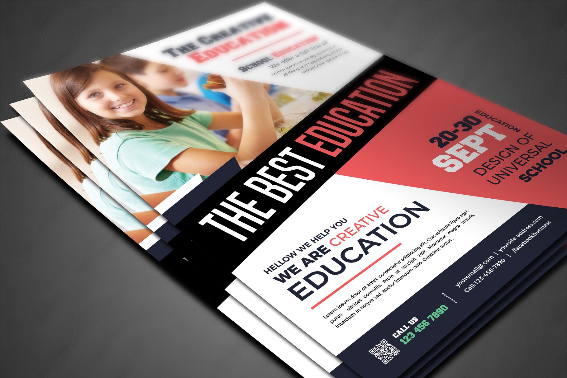 校园教育主题海报设计模板 School Education Flyer Templates插图(2)