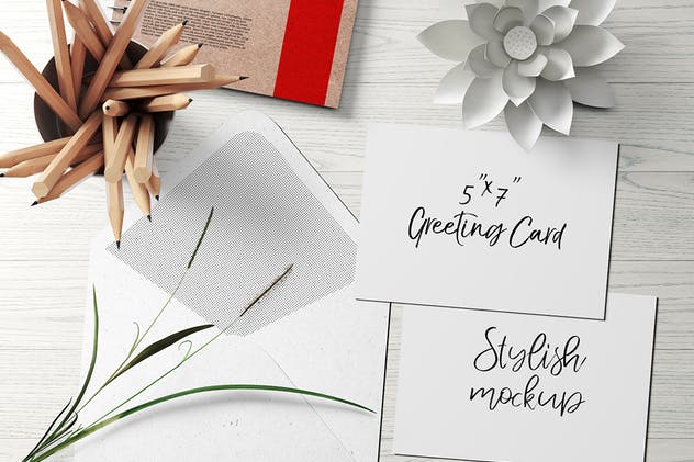7×5贺卡/明信片样机套装2 7×5 Greeting Card / Postcard Mockup Set 2插图(3)