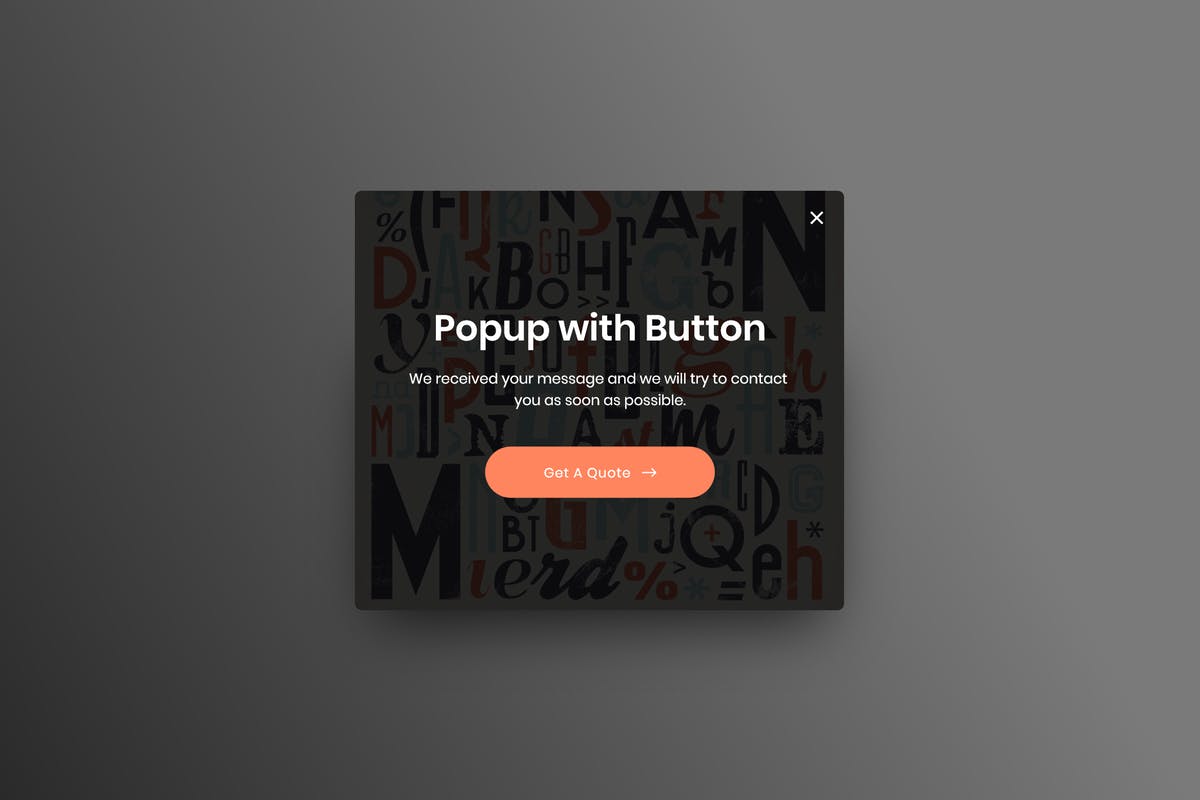 网站通知弹窗窗口设计模板 Popup with Button – Adobe XD插图