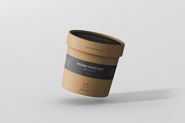 茶叶/咖啡小规格纸筒包装设计样机模板 Paper Box Mockup Round – Small Size插图(1)