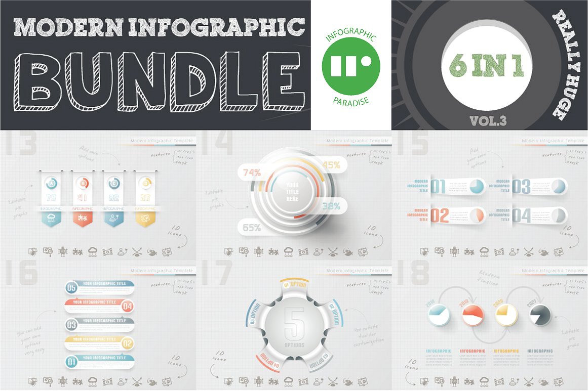 极简数据可视化概念信息图表模板 Infographic Bundle插图