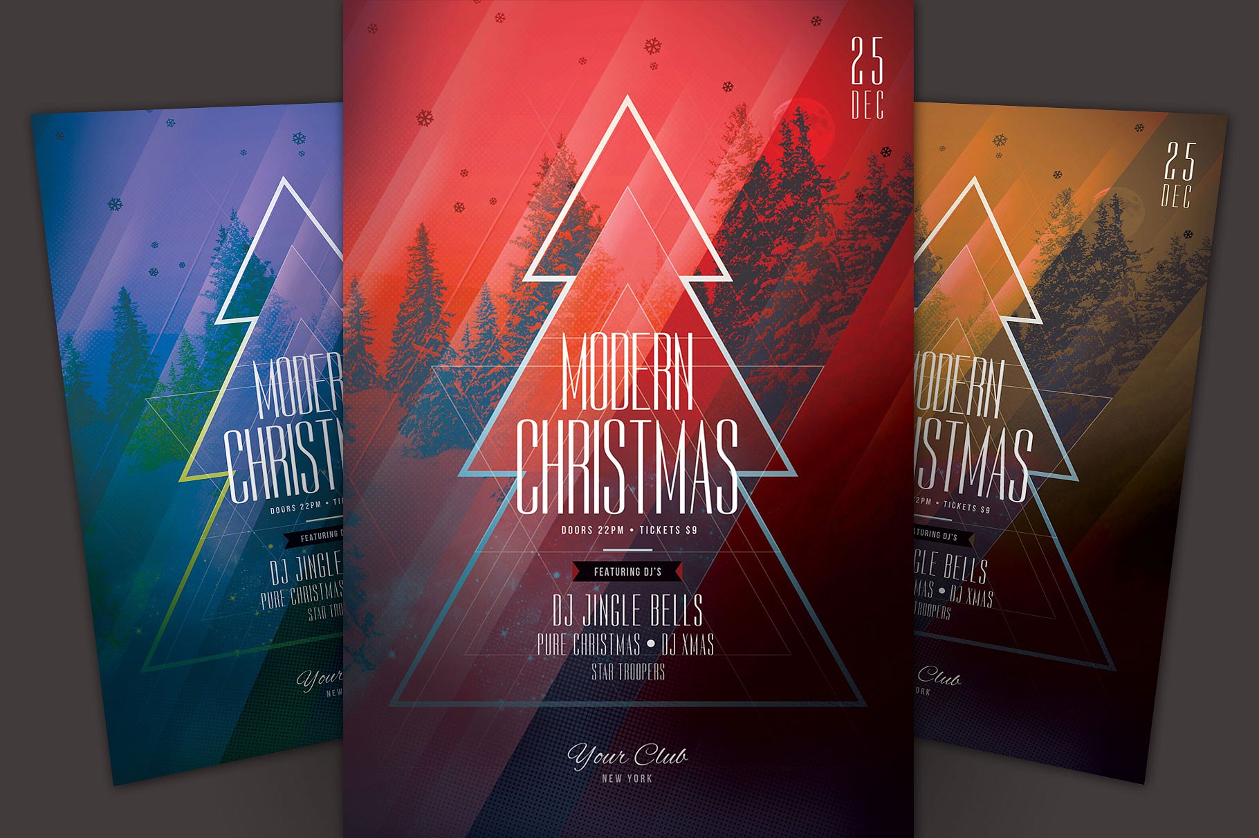 创意现代圣诞节日宣传传单模板 Modern Christmas Flyer Template插图