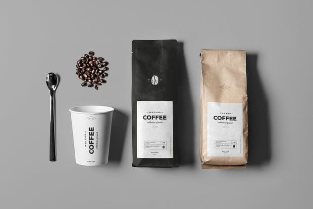 逼真的咖啡品牌包装套装样机 Coffe Mock-up插图(1)