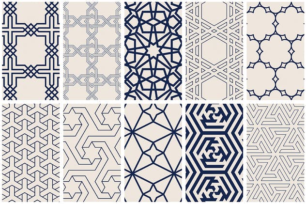 伊斯兰民族艺术几何图形图案素材 Islamic Art Vector Patterns插图(9)