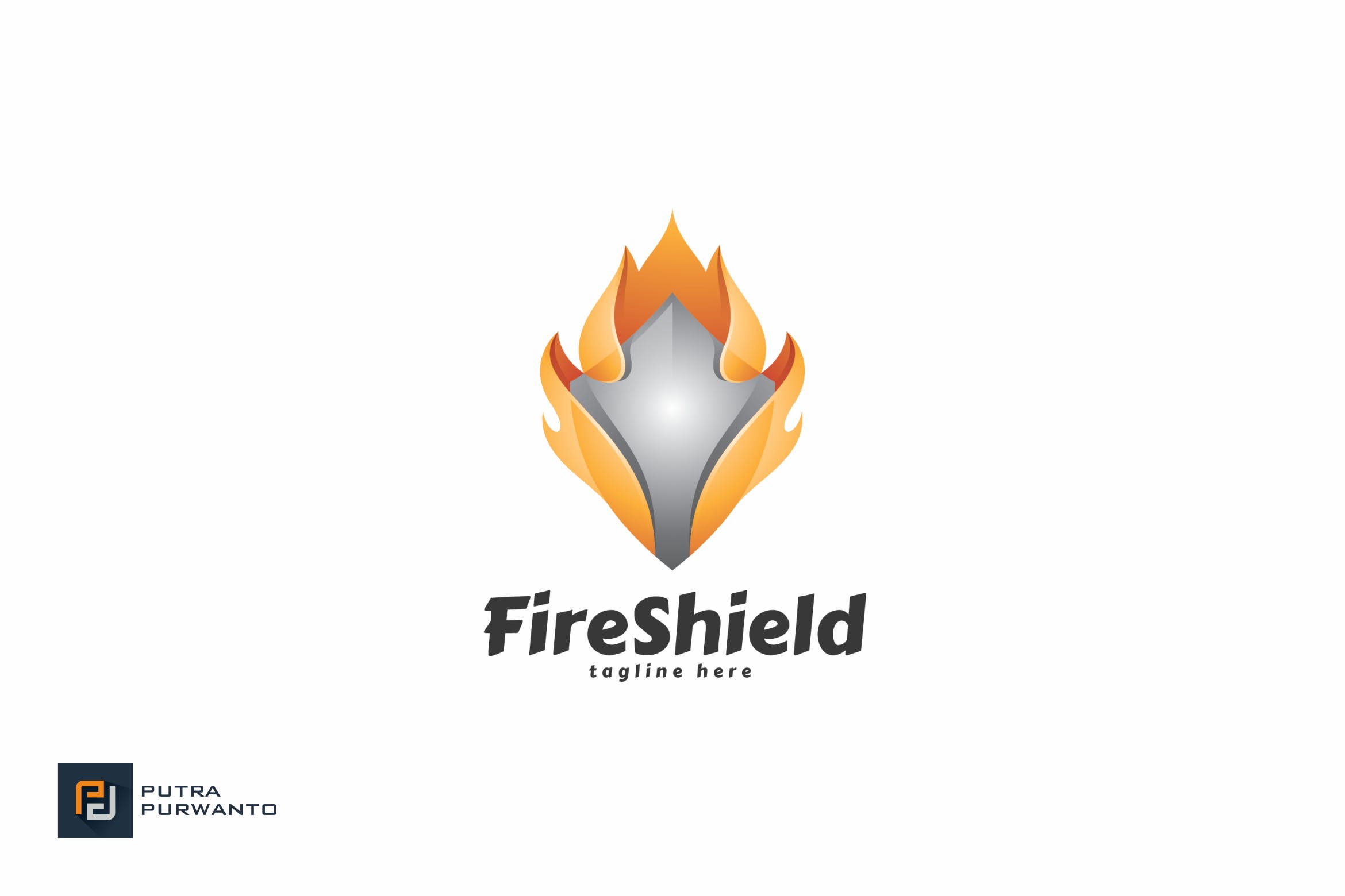 火焰盾牌图形安防品牌商标Logo设计模板 Fire Shield – Logo Template插图