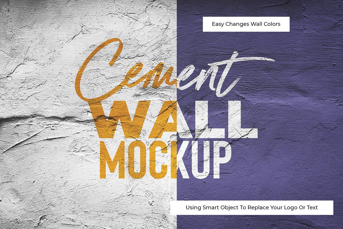 Logo设计水泥墙刷漆效果图样机模板 Cement Wall Mock Up插图(2)