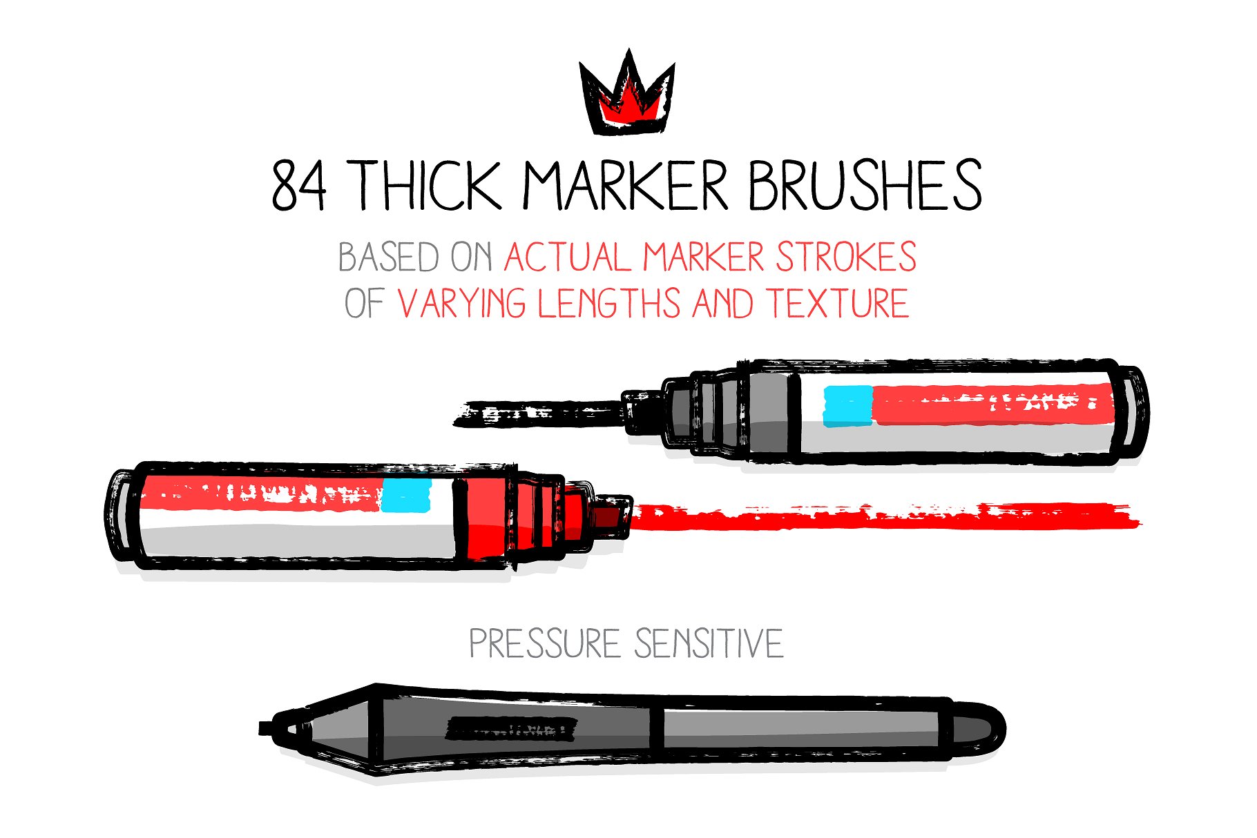 干笔记号笔笔画AI笔刷 Thick and dry marker AI brushes插图(1)
