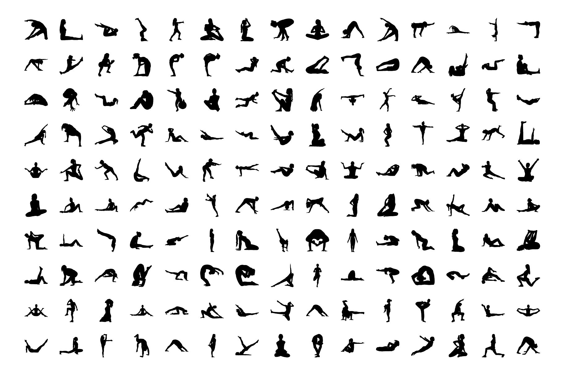 510枚瑜伽和普拉提运动动作图标 510 Yoga and Pilates Silhouette插图(3)