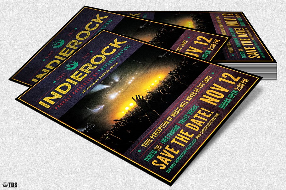 摇滚音乐节活动海报传单设计PSD模板 Indie Rock Flyer PSD插图(3)