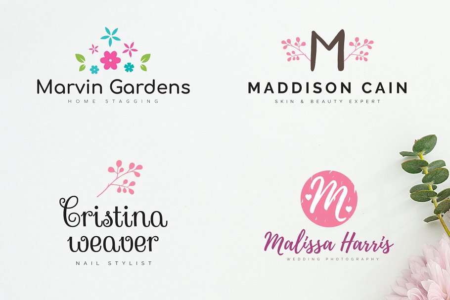 70款优雅花卉装饰标志设计模板素材 70 Elegant Floral Logo Pack插图(1)