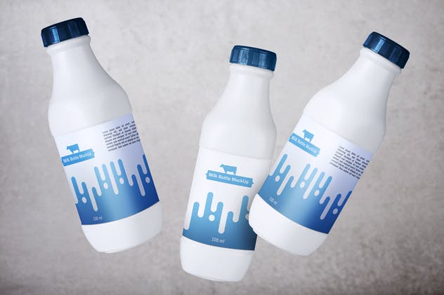 白色乳制品塑料瓶样机 Milk Bottle V.1插图(2)
