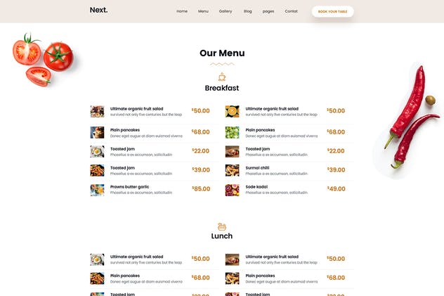餐厅在线预订网站和菜单设计PSD模板 Restaurant Online Reservation & Menu PSD Template插图(12)