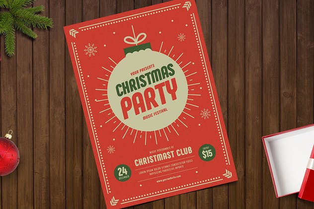 圣诞节聚会派对传单模板 Christmas Party Flyer插图(1)